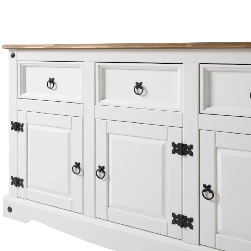 Wood Buffet Sideboard in Distressed White