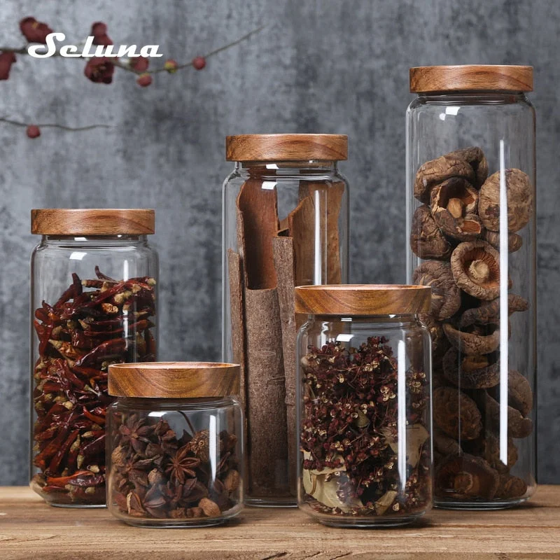 BAMBOO GLASS STORAGE JAR