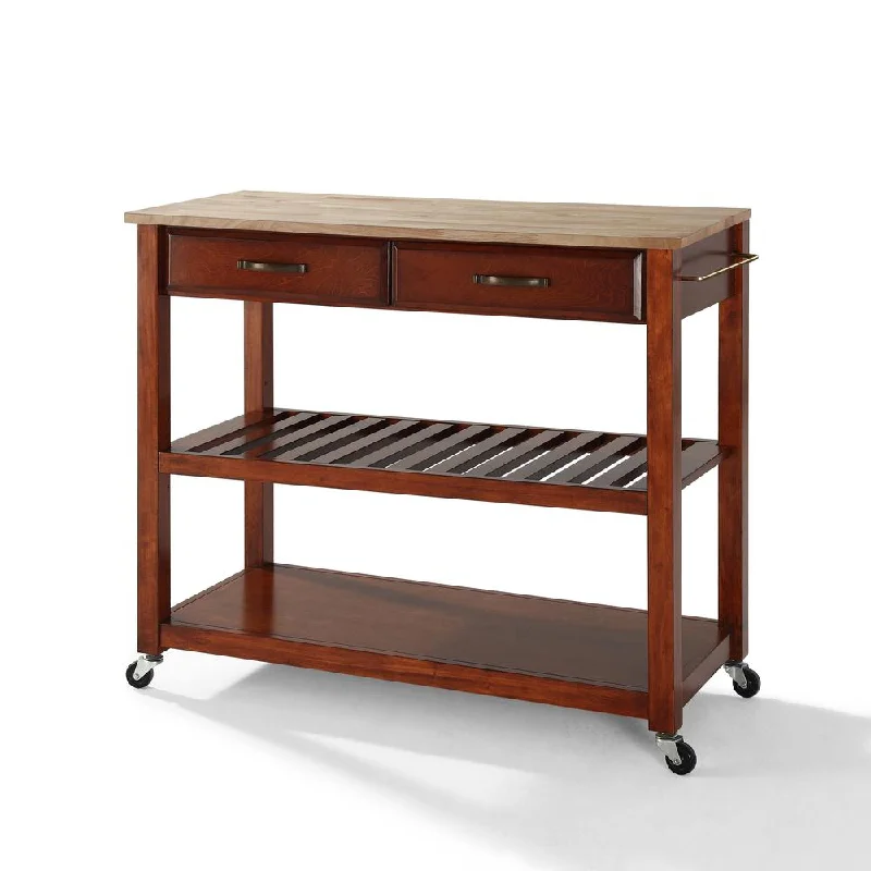 Wood Top Kitchen Prep Cart Cherry/Natural