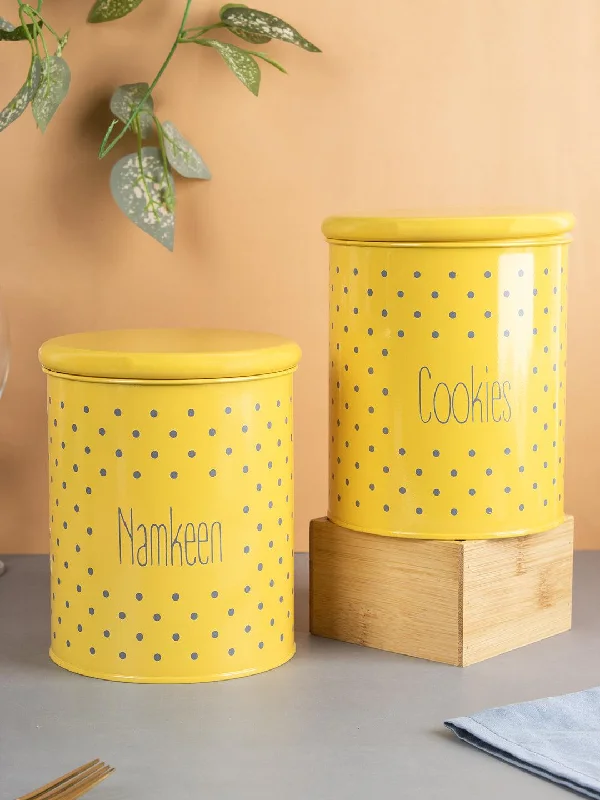 Cookie & Namkeen Jar Set Of 2 ( Yellow, Each 1700 Ml )