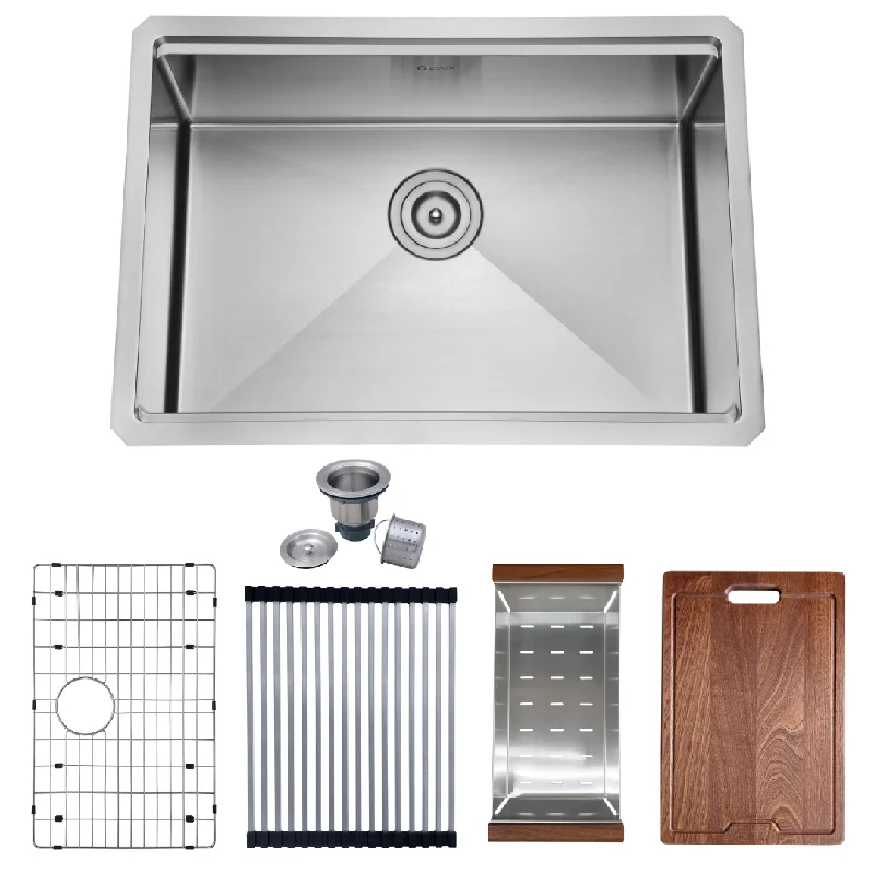 Zeek 27 x 19 Inch Undermount / Drop-In Workstation Kitchen Sink 16G Stainless Steel ZH-LD27