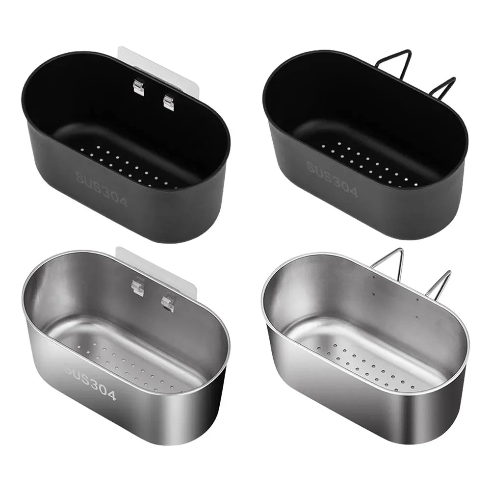 1Pc Kitchen Sink strainer Sink Drain basket Stainless Steel Holder W/ Hook Storage Basket Cutlery Holder For Washing Food Fruits