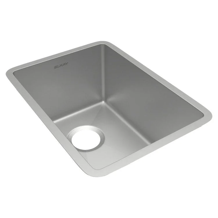 Bar Sink Crosstown 14 x 19 Inch Single Bowl Polished Satin Undermount Rectangle Drain Size 3-1/2 Inch