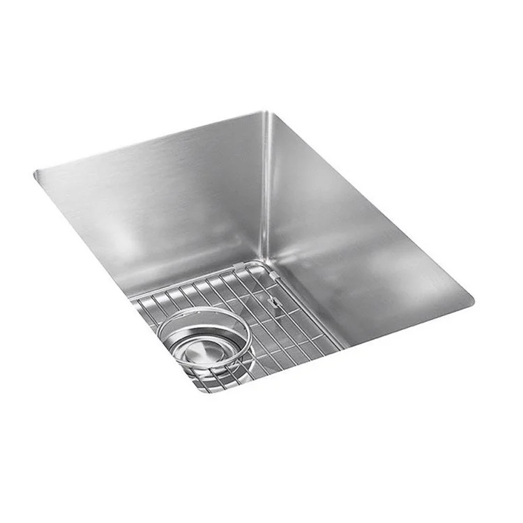 Bar Sink Crosstown 14 x 19 Inch Single Bowl Kit Polished Satin Undermount Rectangle Drain Size 3-1/2 Inch