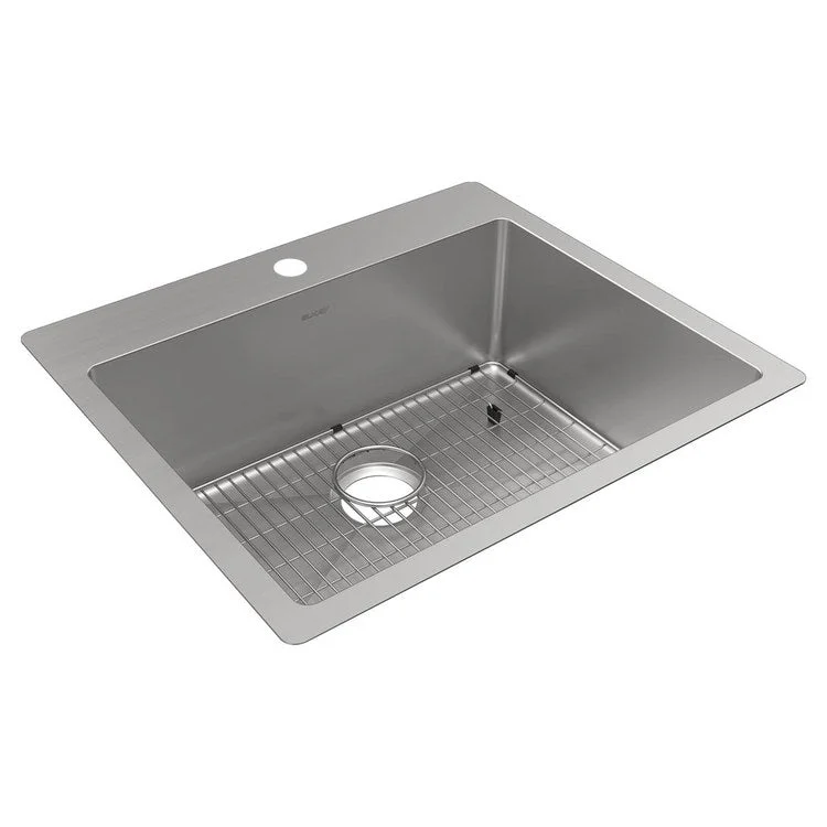 Kitchen Sink Crosstown 25 x 22 Inch Single Bowl 1 Hole Polished Satin Drop-In Undermount