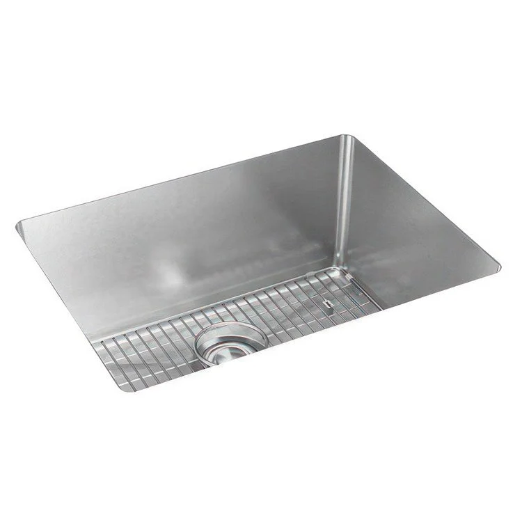 Sink Kit Crosstown 23.5 x 18.25 Inch Single Bowl Polished Satin Bottom Grid Strainer Drain Cleanser Towel Cloth Bag 10 Inch