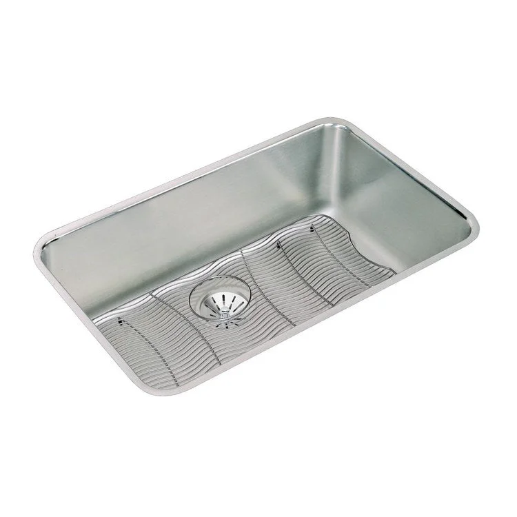 Kitchen Sink Lustertone Classic 30.5 x 18.5 Inch Single Bowl Perfect Drain Lustrous Satin Undermount Drain Location Rear Center